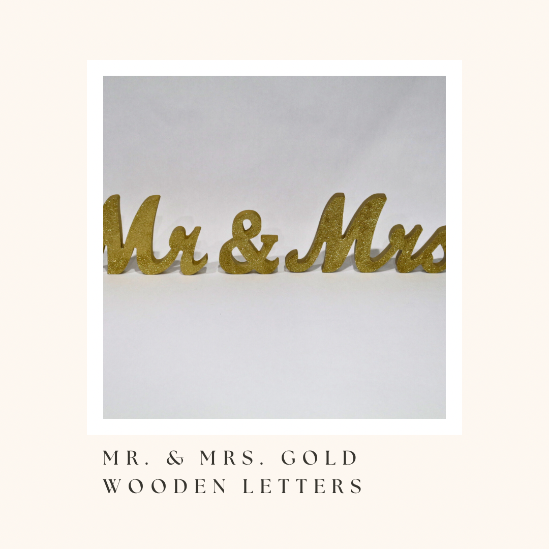 Mr. & Mrs. Gold Wooden Letters