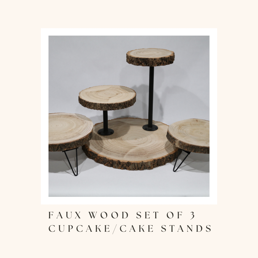 Faux Wood Cupcake/2 Cake Stands