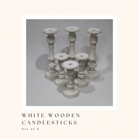 White Wooden Candle Stick Holders