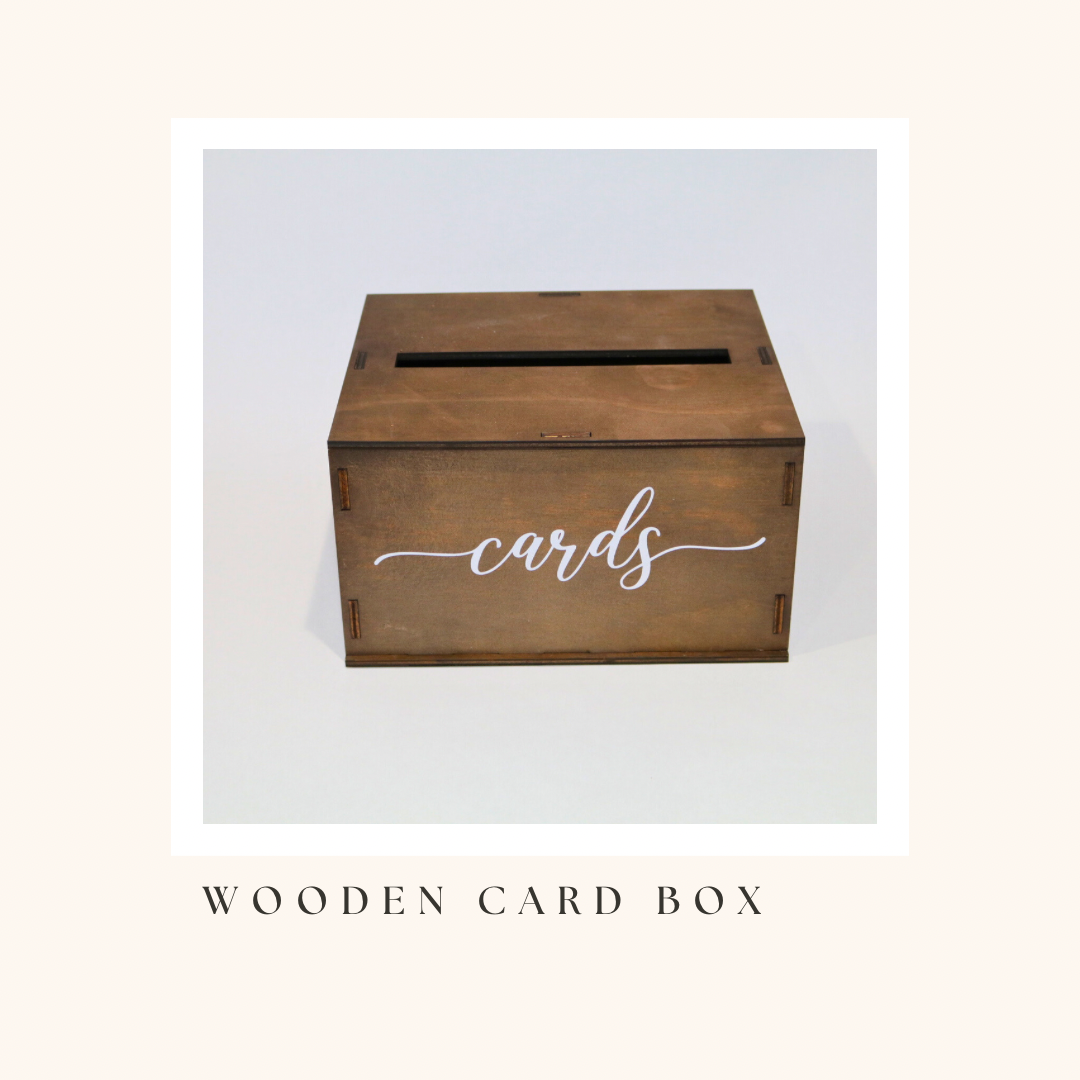 Wooden Card Box with White Font