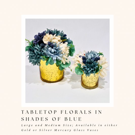 Shades of Blue Tabletop Florals in Vases