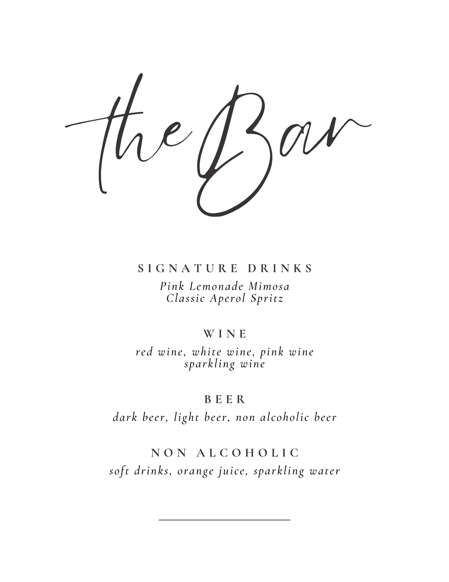 CUSTOM Bar Menu Sign in Classic White and Black