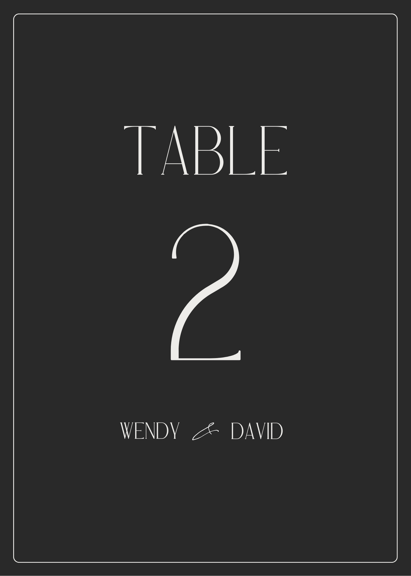 CUSTOM Black Table Numbers with Bride & Groom's Names