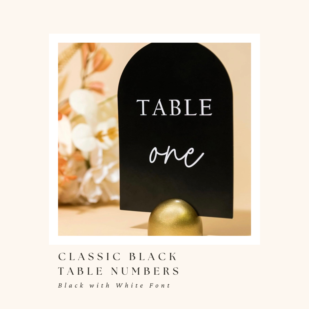 Classic Black Table Numbers with White Font