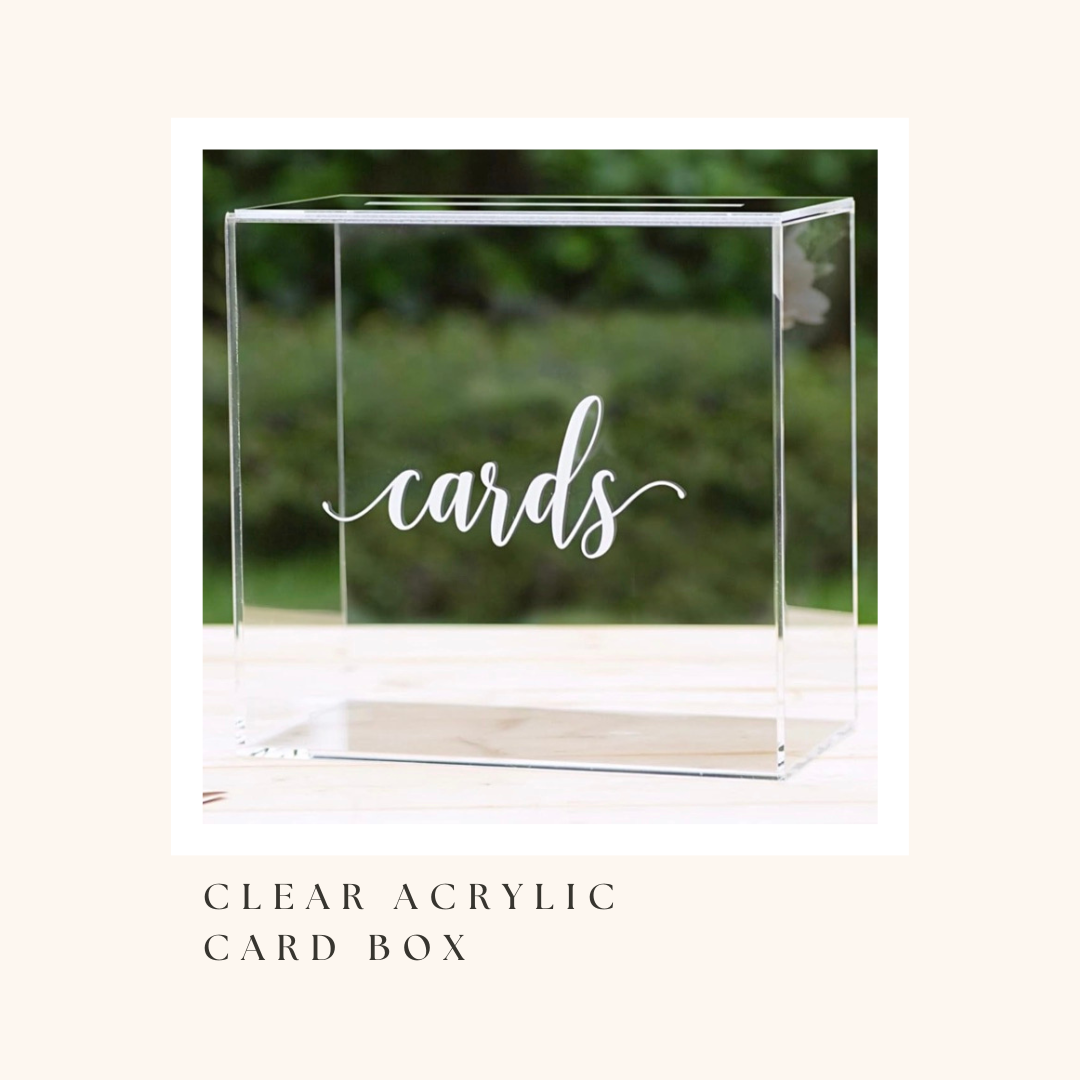 Clear Acrylic Card Box with White Font