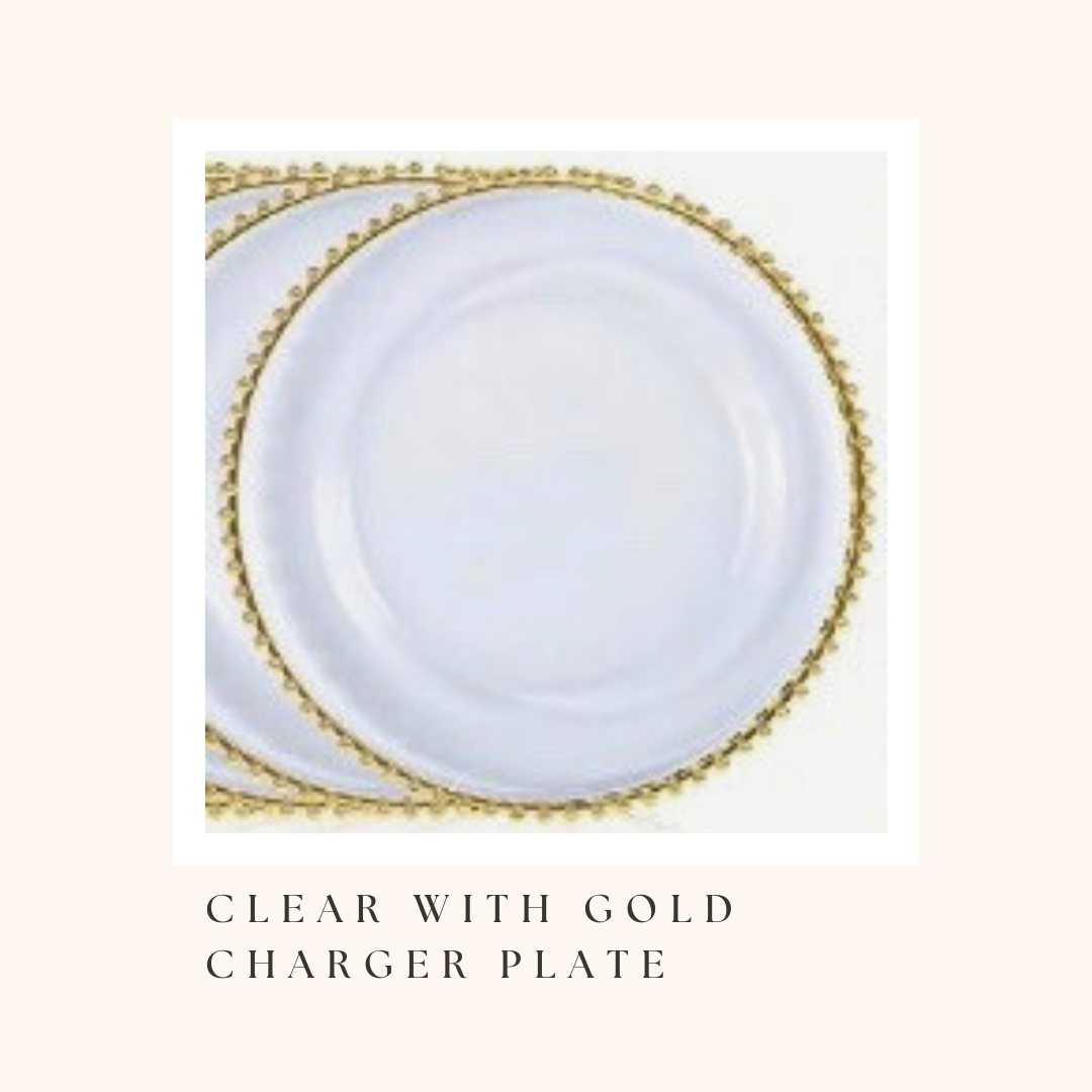 Clear with Gold Charger Plates for Head Table (Set of 12)