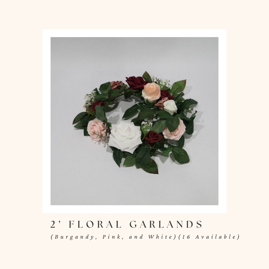 2’ Floral Garlands (Burgundy, Pink, & White)