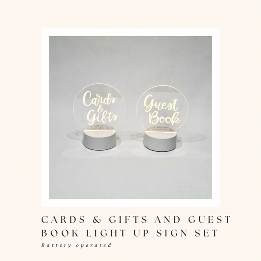 Light Up Guest Book/Cards & Gifts Sign Set