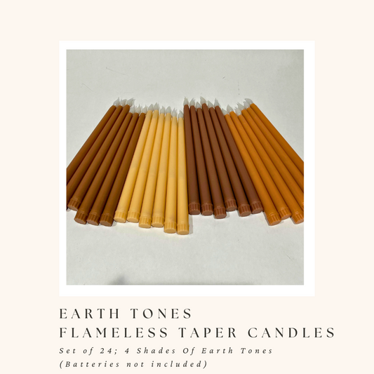 Earth Tones Taper Flameless Candles (Set of 24)