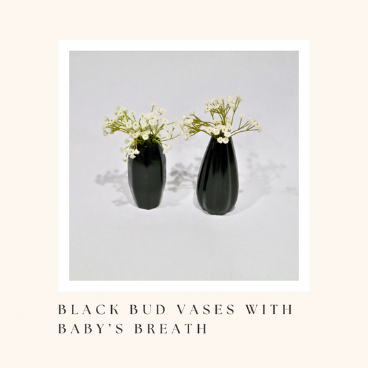 Black Bud Vases with Baby's Breath