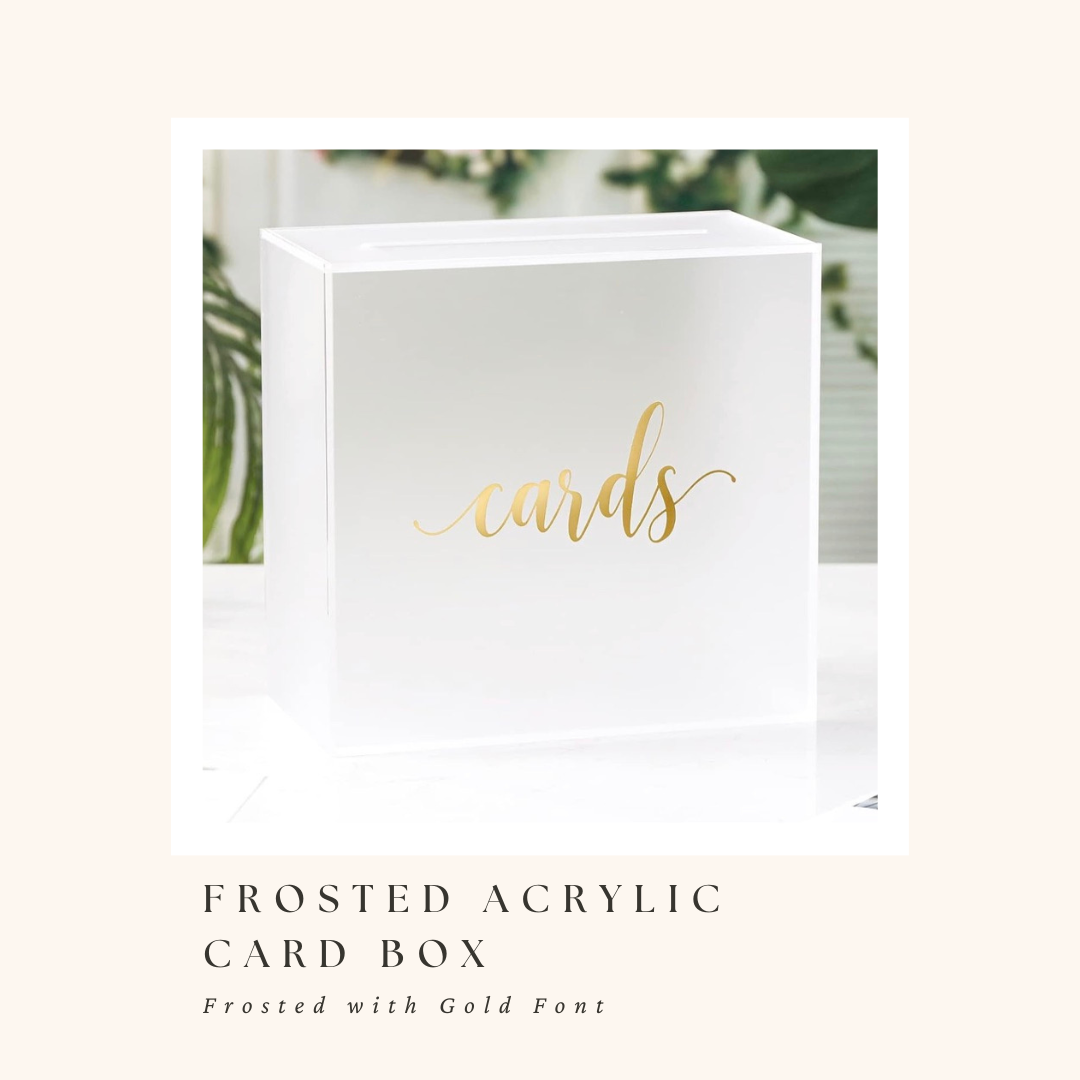 Frosted Acrylic Card Box with Gold Font