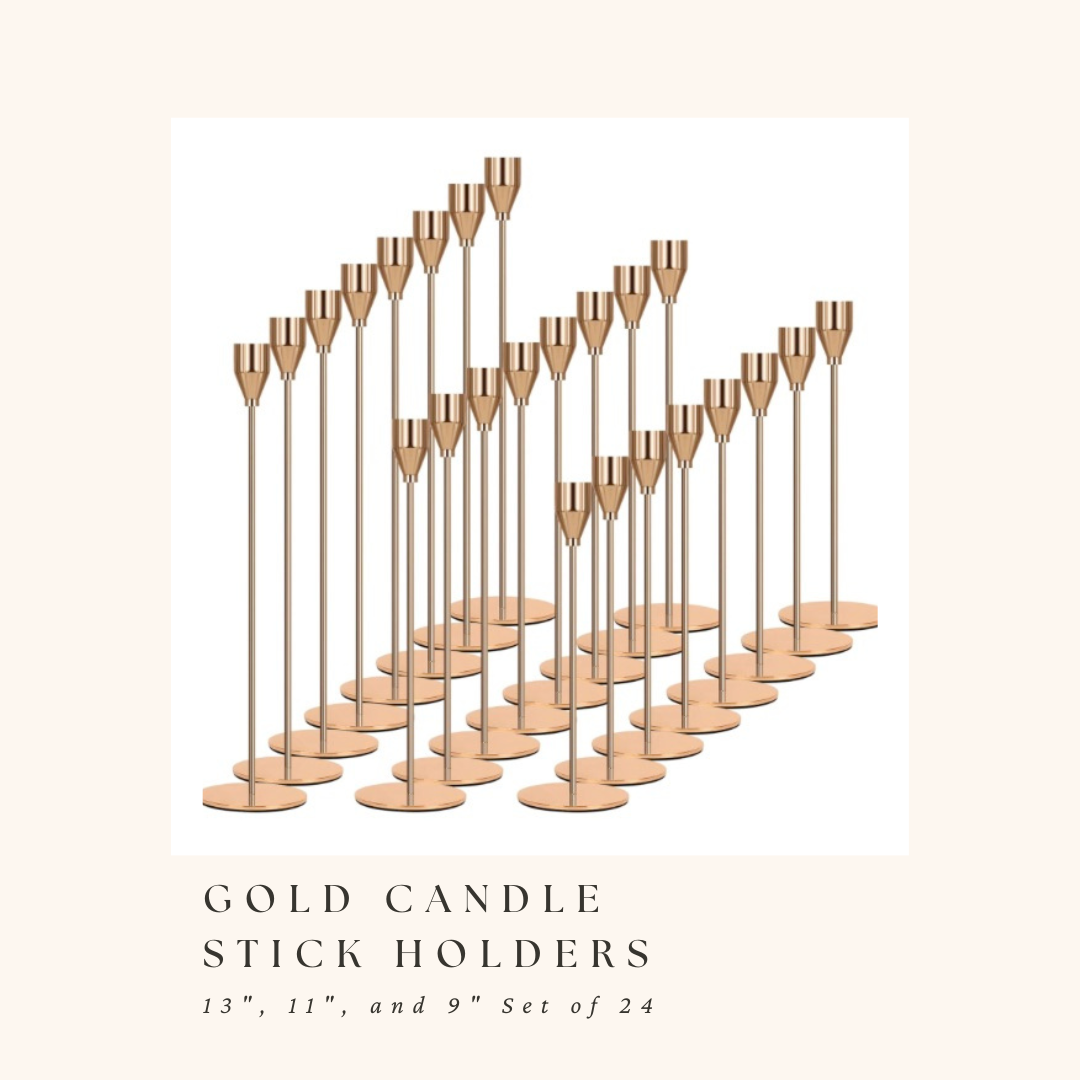 Gold Candle Stick Holders (Set of 27)