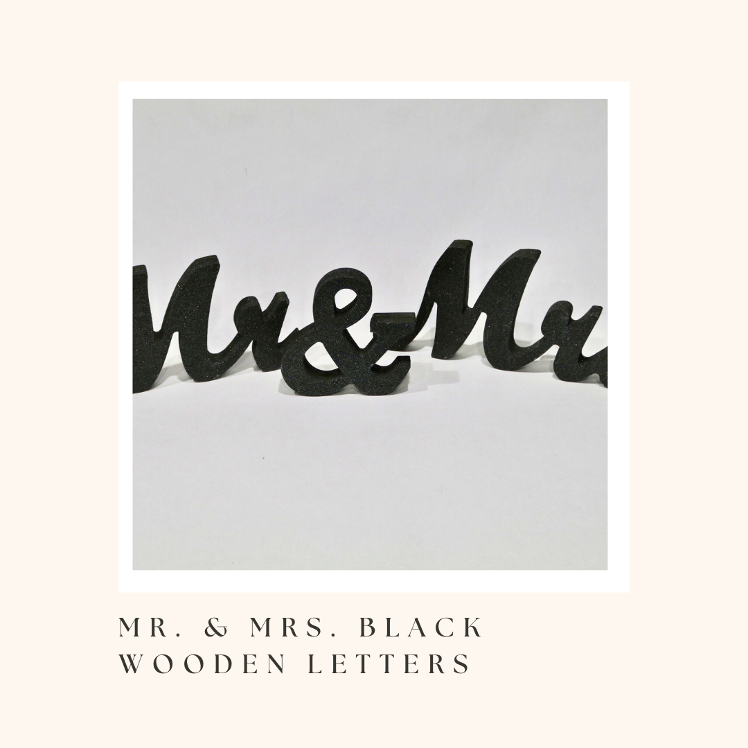 Mr. & Mrs. Black Wooden Letters