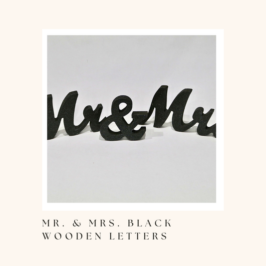 Mr. & Mrs. Black Wooden Letters