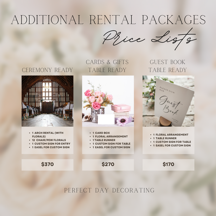 Additional Rental Packages – Perfect Day Decorating