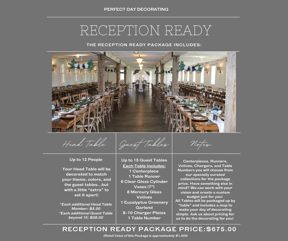 Reception Ready Rental Package – Perfect Day Decorating