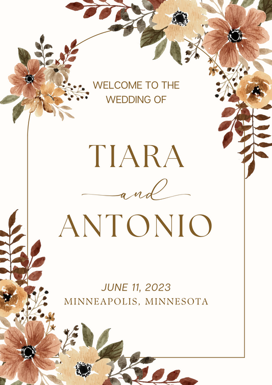 CUSTOM Shades of Earth Tones Welcome to Our Wedding Sign with Bride & Groom's Names